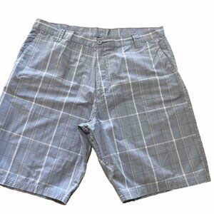 Burnside Men'st Blue Plaid Bermuda Chino Shorts Size 40 beachy coastal skater